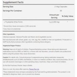NOW Foods - L-Tryptophan 500 mg Veg 60 tabs Now foods